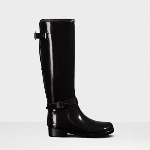 Hunter Refined Adjustable Gloss Tall Rain Boots For Womens - NZ E4017